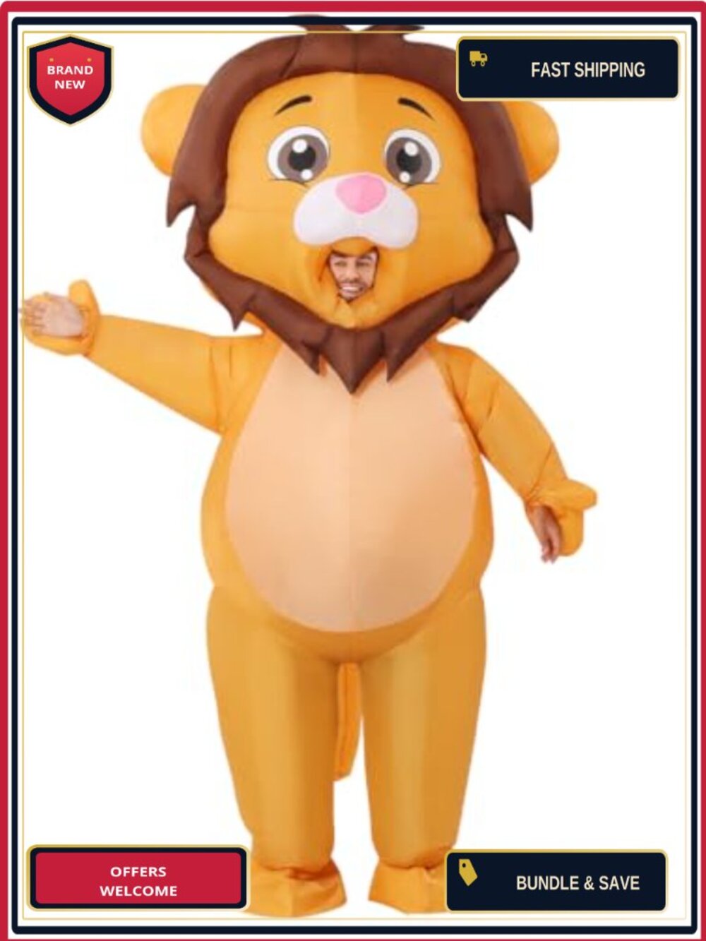Inflatable Lion Costume Adult Blow Up Full Body Halloween Party 72"
